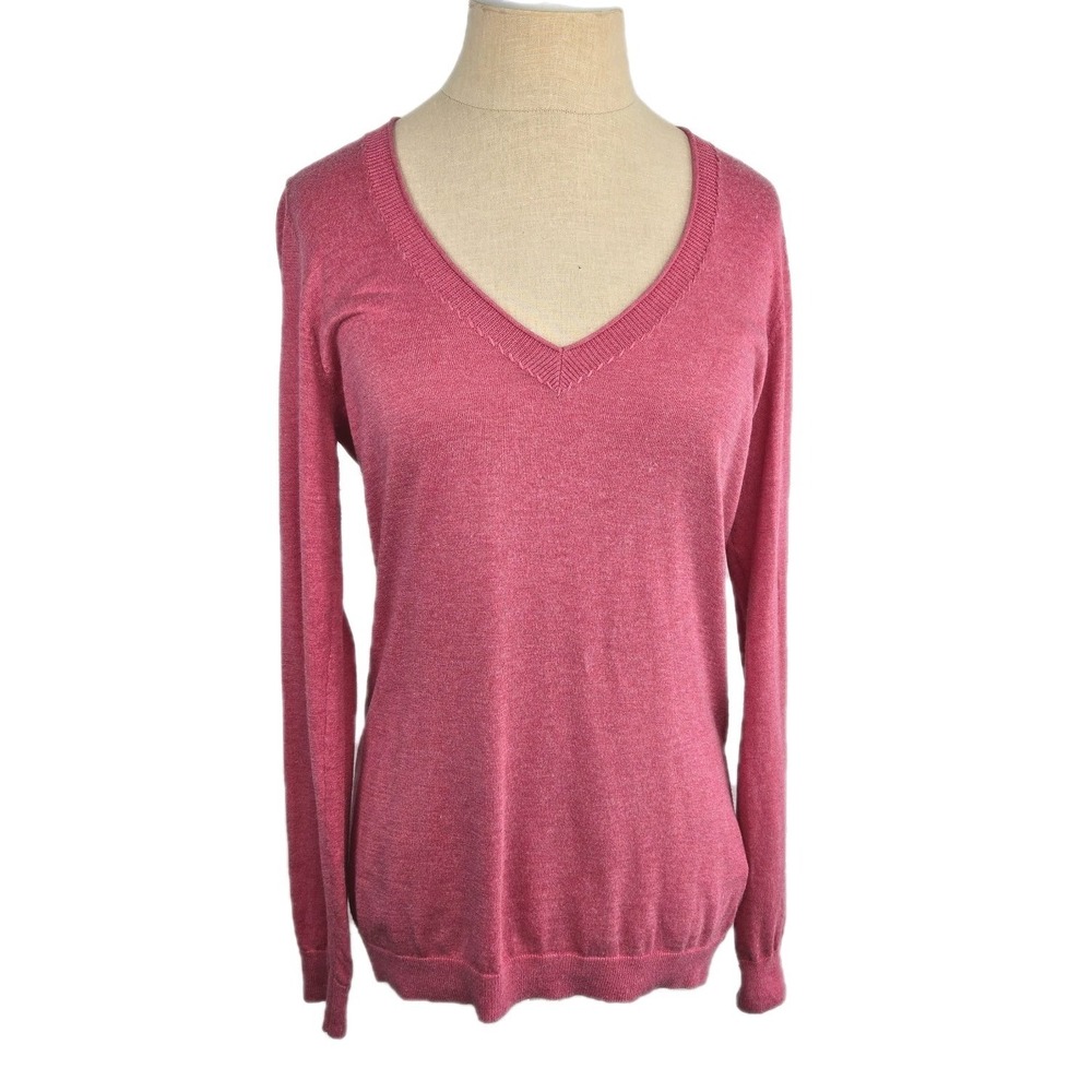 Banana Republic Womens Silk Blend V Neck Sweater Size M Rose Pink Lightweight